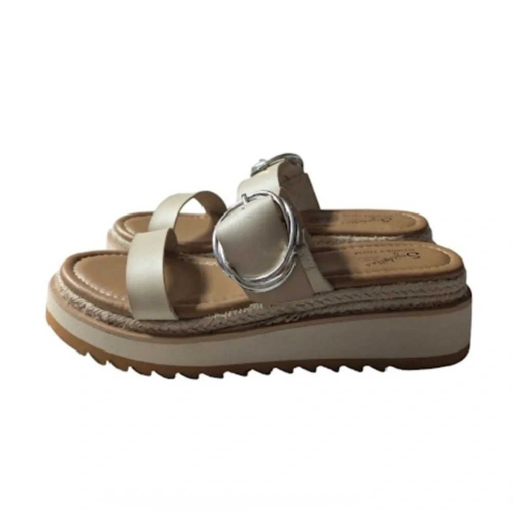 Seychelles Jaycie NWOT Cream Memory Foam Platform Sandals Buckle 8.5 - Picture 1 of 10